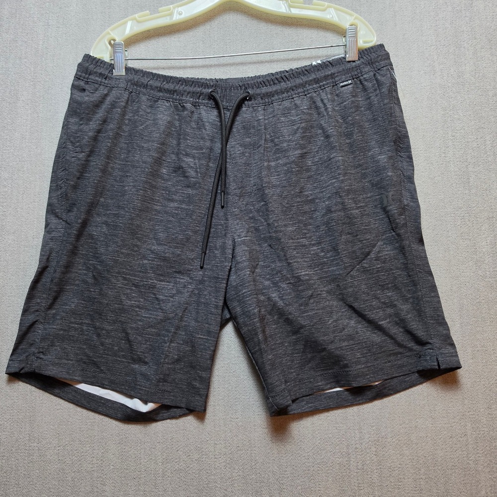 Hurley Walkshorts Men L Gray Heathered Elastic Waist Drawstring Stretch